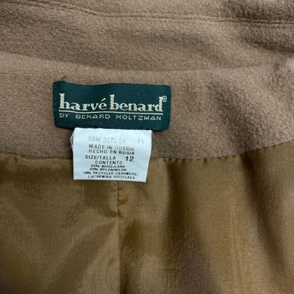 HARVE BENARD COAT PEACOAT BUTTON UP WOMENS SIZE 12 WOOL BLEND LINED CAMEL BROWN - Picture 5 of 9